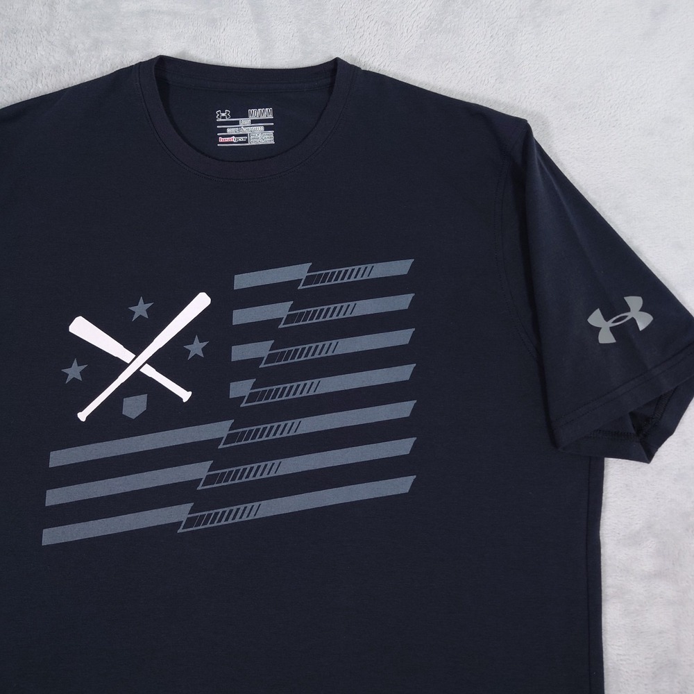 Under Armour USA Baseball T-shirt Mens M American Flag HeatGear Tech Tee 1292315